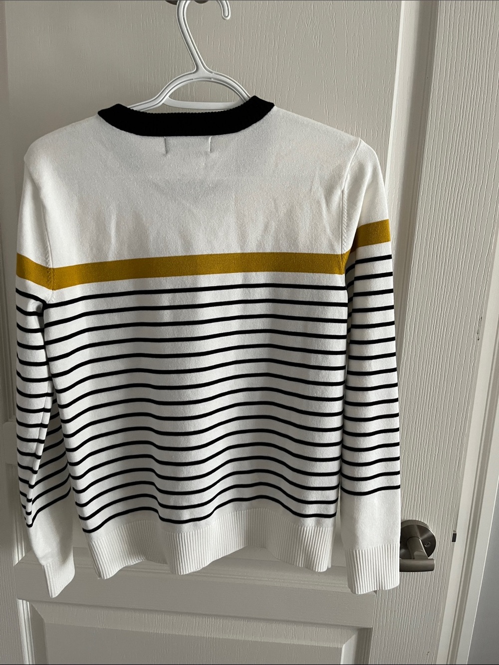 Karl Lagerfeld Black & White Rib-Knit Crewneck Sweater - Picture 3 of 3